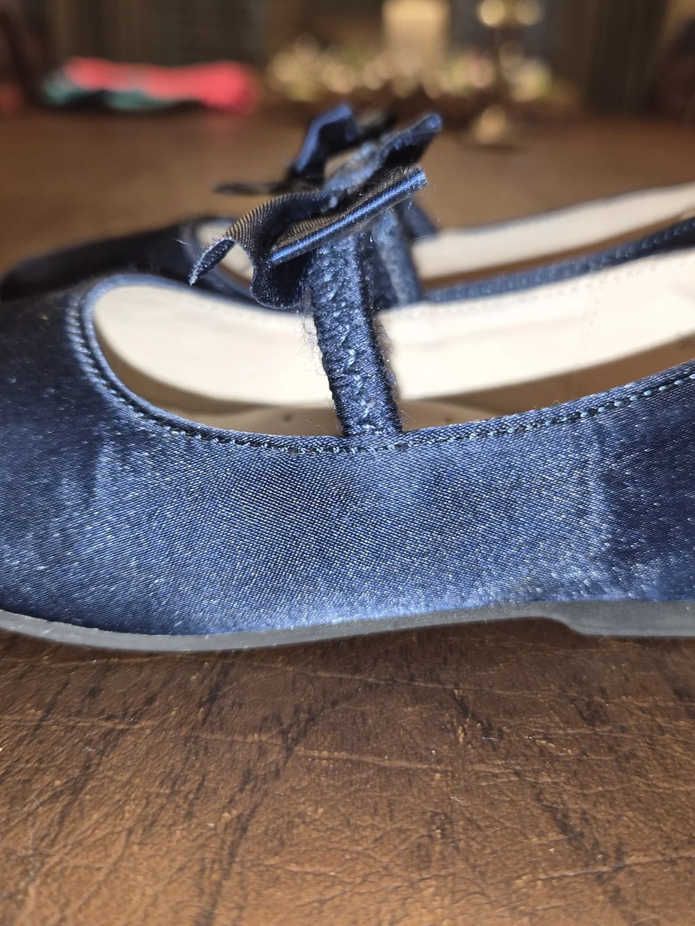Dream Pairs Navy Velvet Mary Jane Shoes for Toddlers Ballerina Bow Flats Sz 7